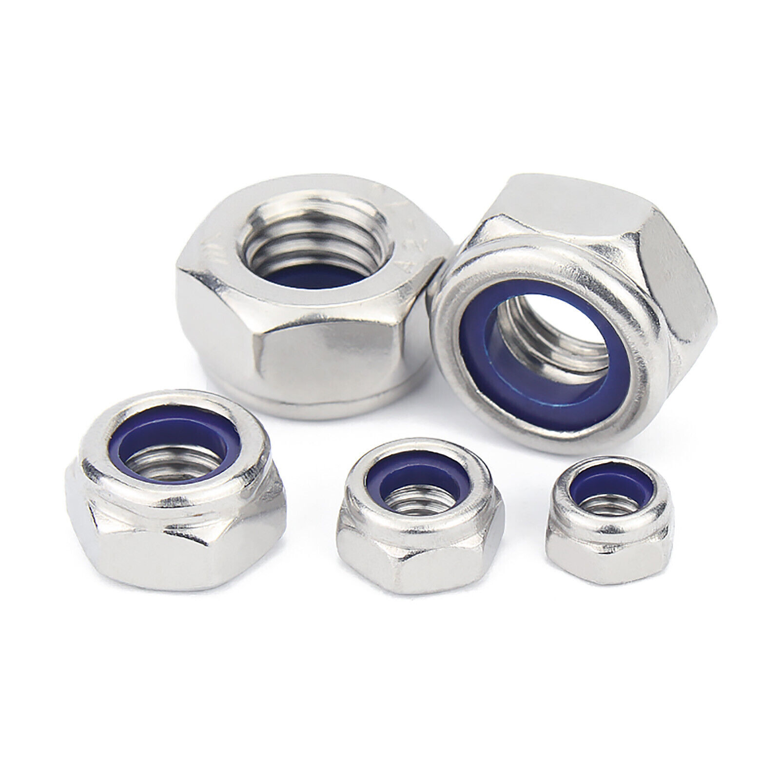 FINE PITCH NYLOC NUTS NYLON INSERT LOCK NUTS M6 M8 M10-M20 A2 STAINLESS STEEL