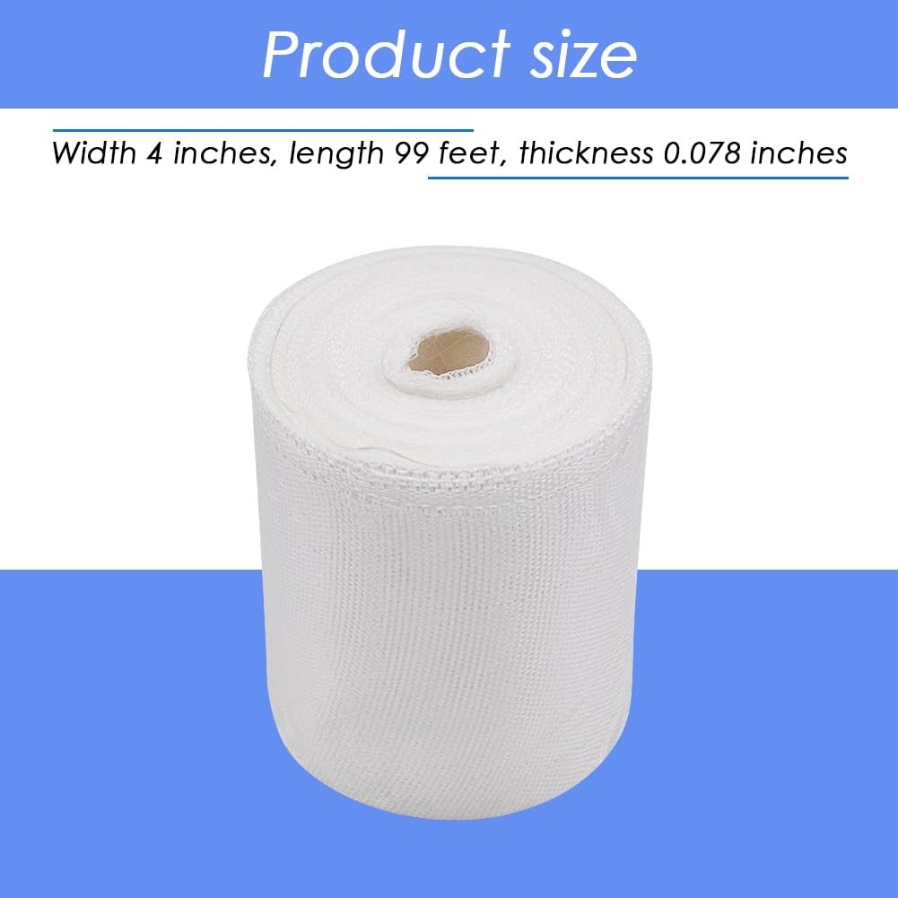 4 Inch x 99Ft Fiberglass Cloth Roll Non-Adhesive Woven Cloth Strip For Repair