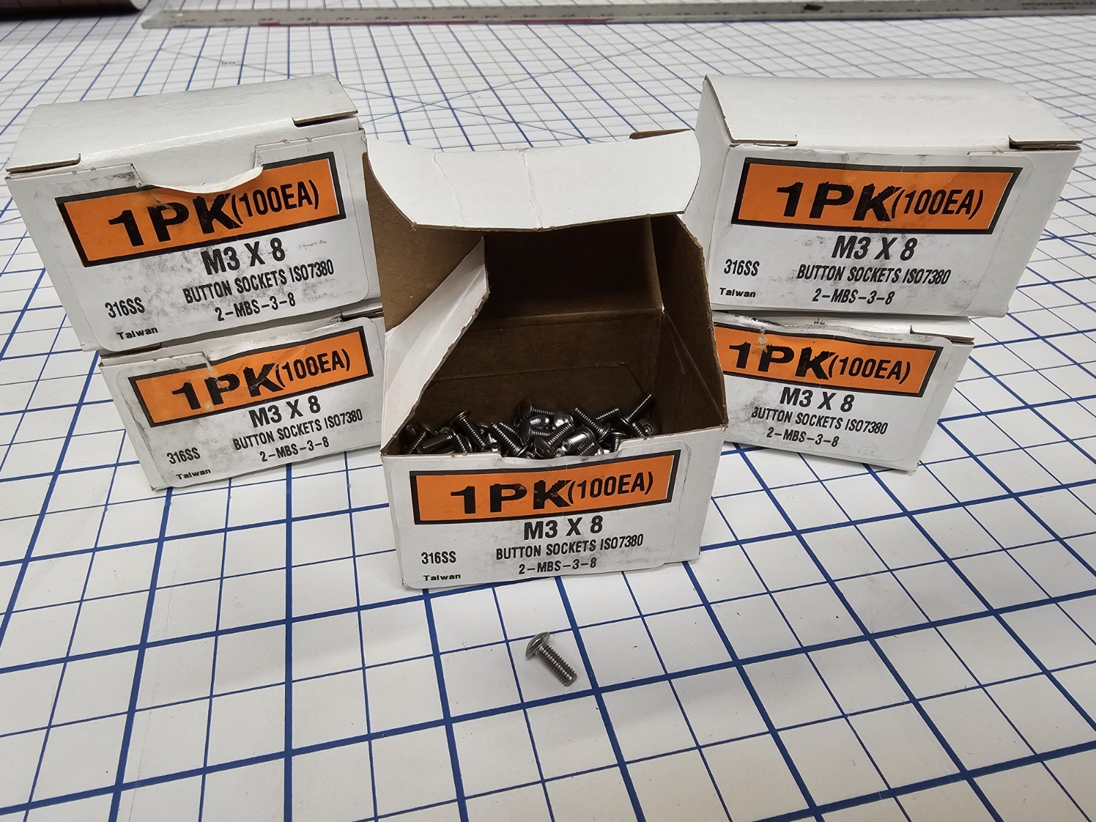 M3-0.50 x 8MM Button Head Socket Cap Screws ISO 7380 316 Stainless Steel Qty 500