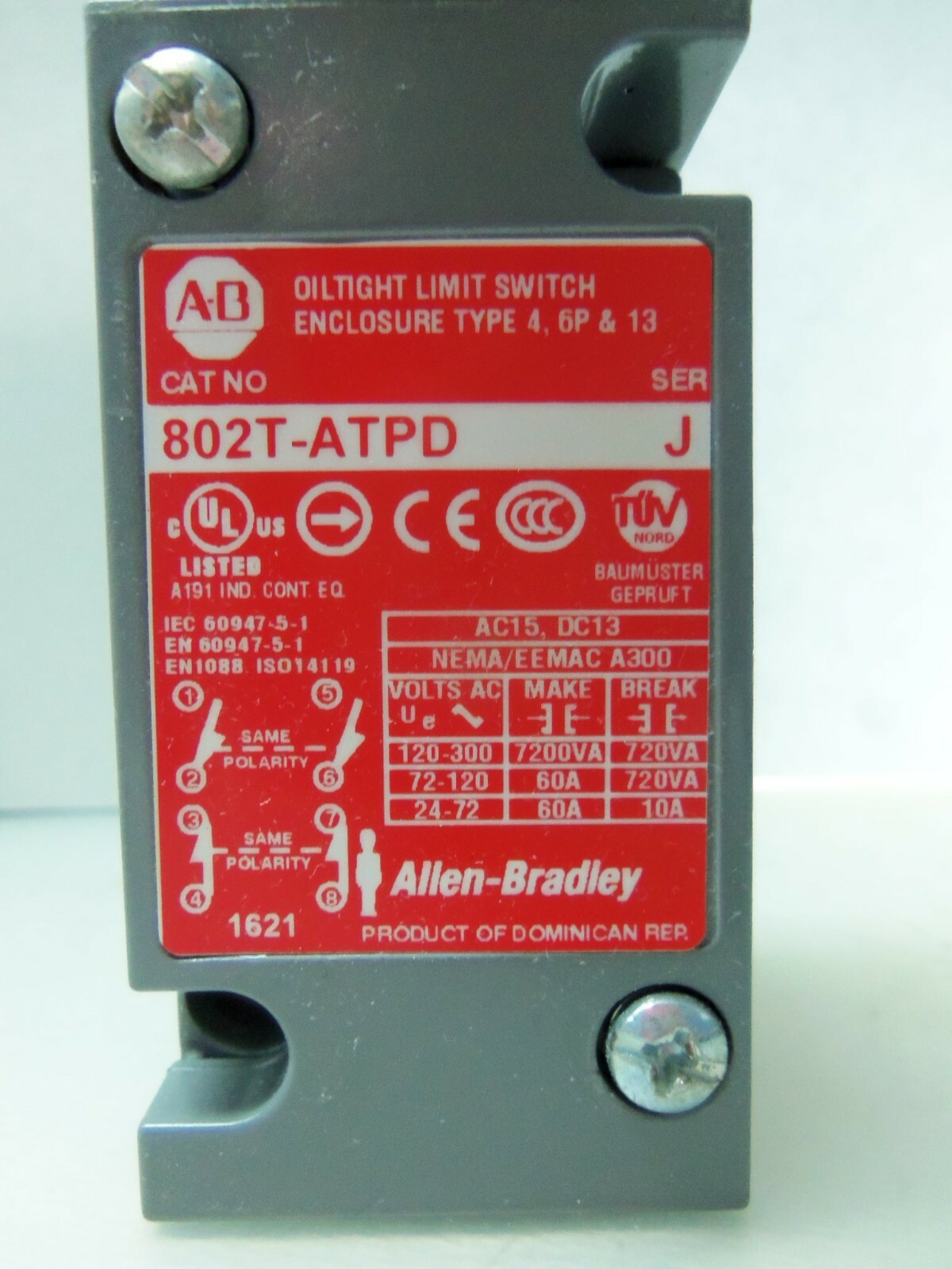 New Allen Bradley 802T-ATPD OilTight Limit Switch Series J NIB