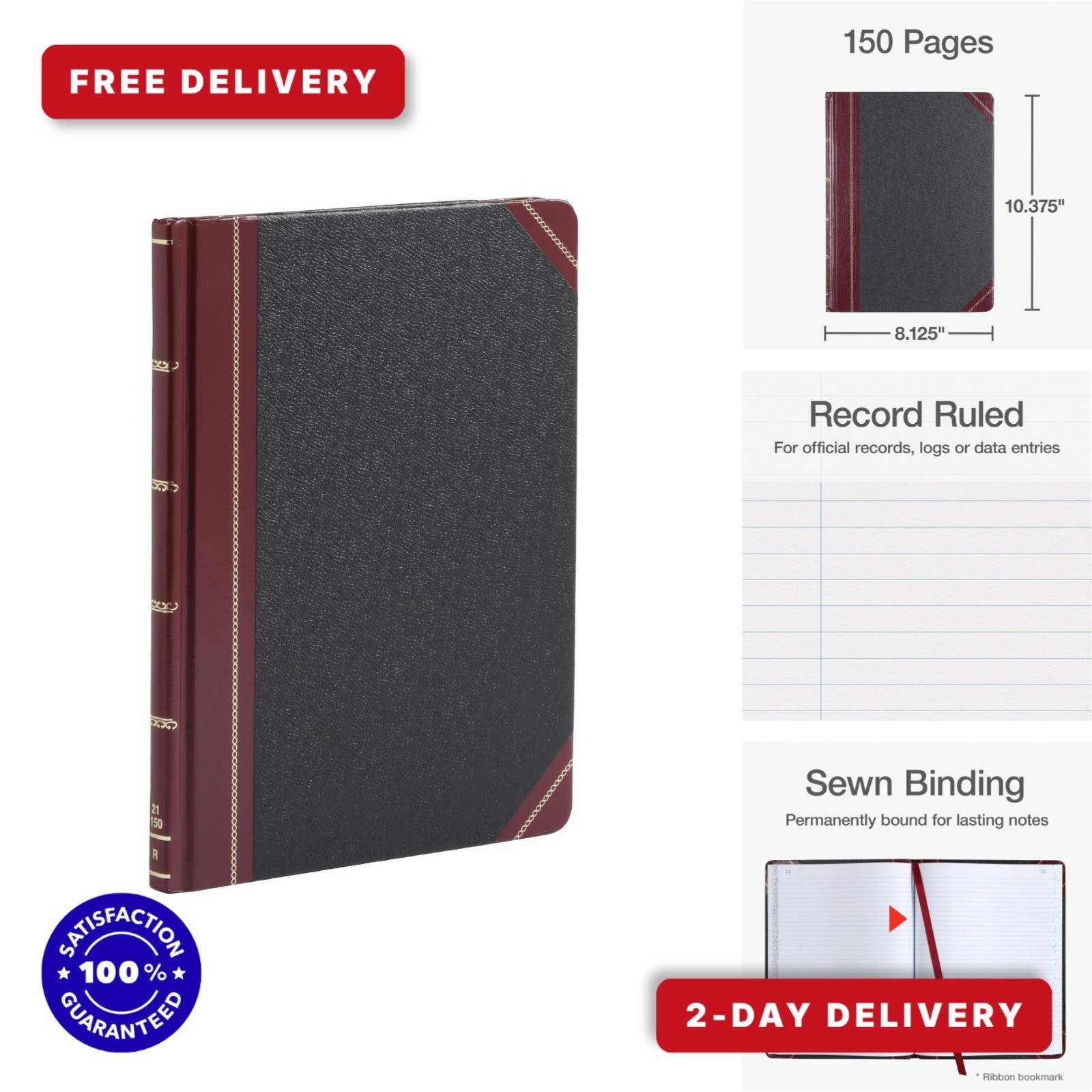 Boorum & Pease 21150R Columnar Accounting Book – 150 Pages, Black Cover