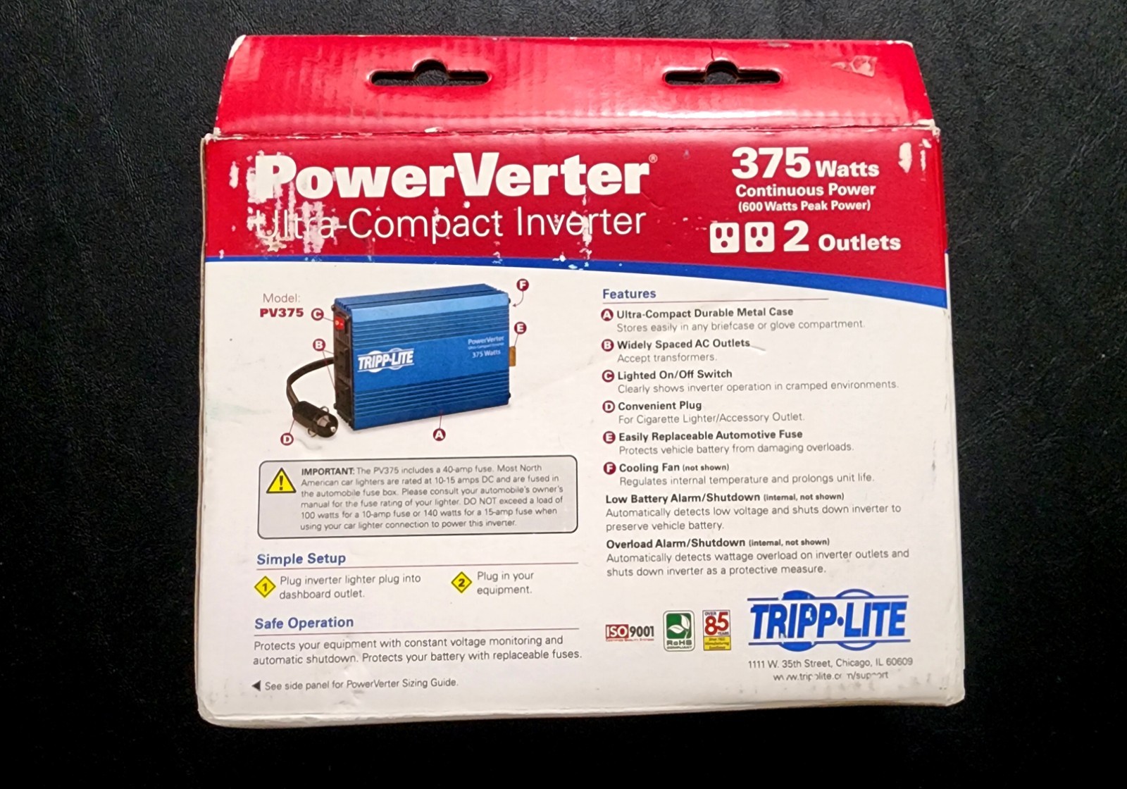 Tripp Lite PVINT375 PowerVerter Ultra-Compact DC-to-AC Inverter 375 W