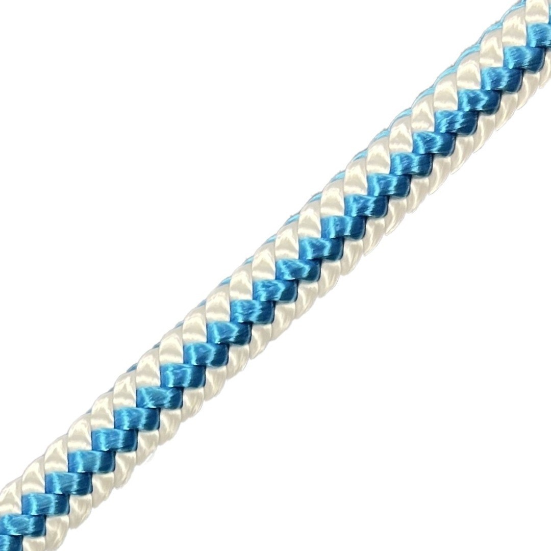 Blue Ox Rope 1/2″ 12-Strand Polyester Arborist Climbing Rope, Blue/White