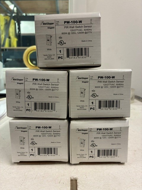 (Lot of 5) Watt Stopper PW-100-W Legrand. PIR Wall Switch Sensor. Brand New