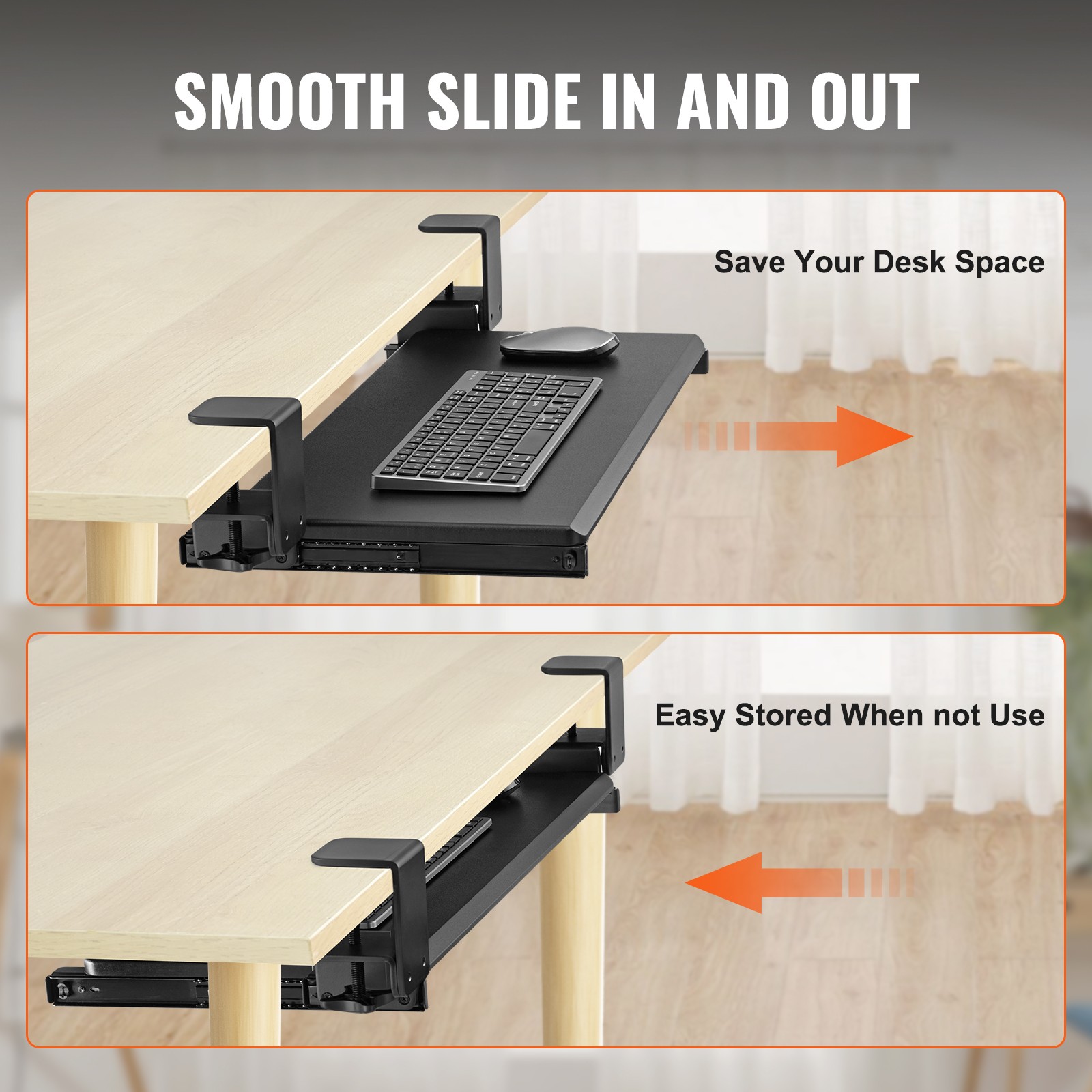 Keyboard Tray Under Desk Pull out Keyboard/Mouse Tray with C Clamp Mount