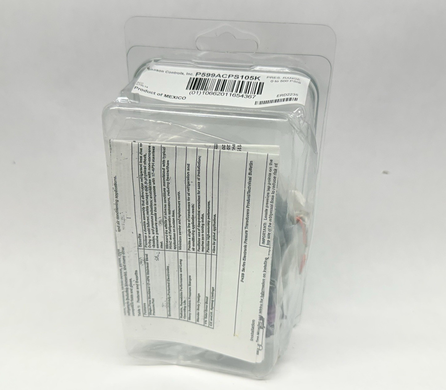 NEW Johnson Controls P599ACPS105K Pressure Transducer Kit 0-500 PSI, 0-20 mA