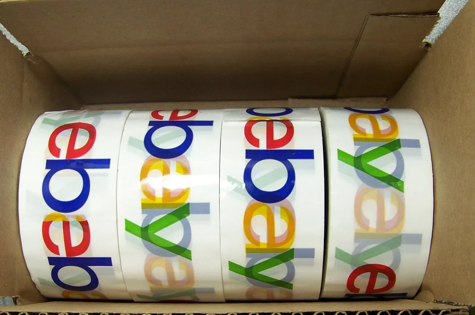4 Rolls Ebay Shipping Tape Classic 4 color 2″ x 75 Yard Branded Packaging BOPP