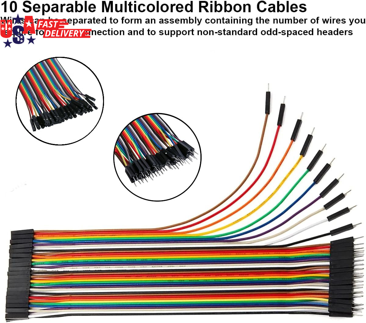 120Pcs Multicolored Dupont Wire 40Pin M/F, 40Pin M/M, 40Pin F/F Breadboard Jumpe