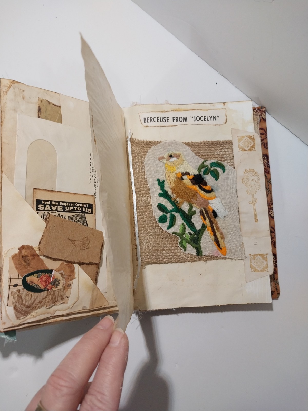 Junk Journal Boho Style Antique Vtg. Ephemera Handmade Book Lg. 9″x6.5″ 116 Pg.