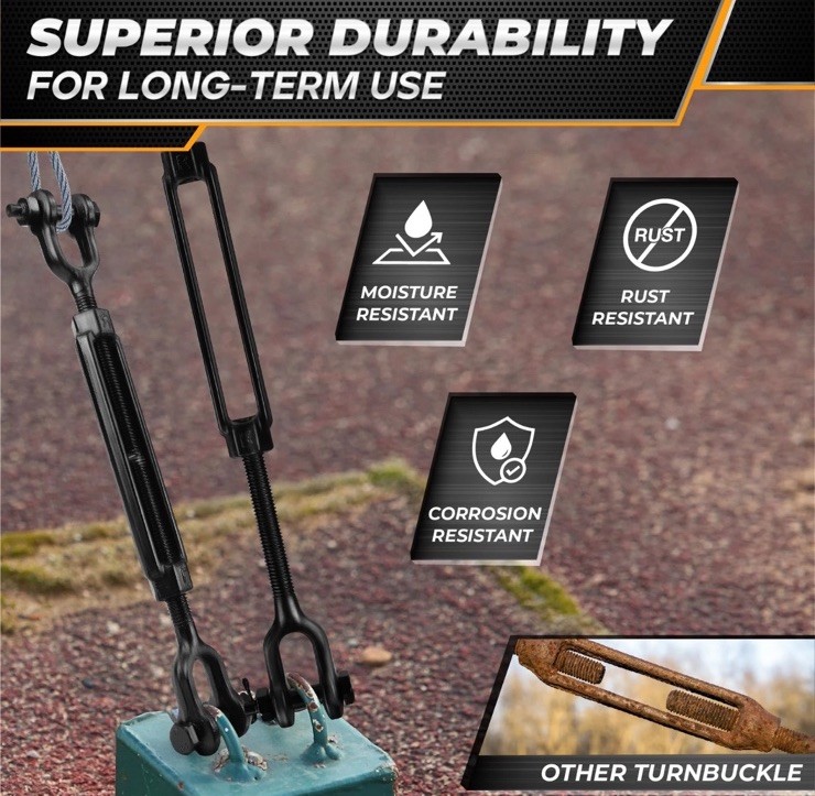 5/8×15″ Heavy Duty Jaw and Jaw Turnbuckle 3500 lbs ALL Weather Resistant