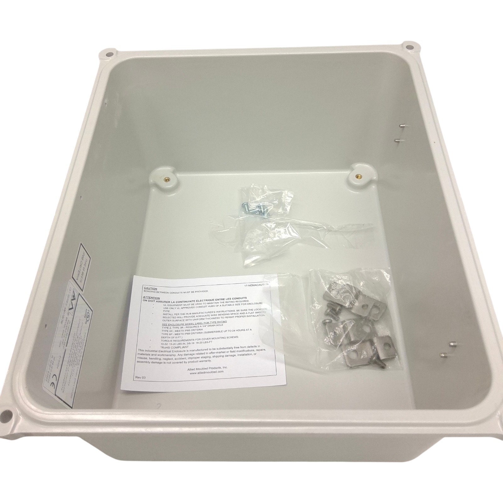 Allied Moulded AM1206TW 12x10x6 Fiberglass Enclosure Window Twist Latch