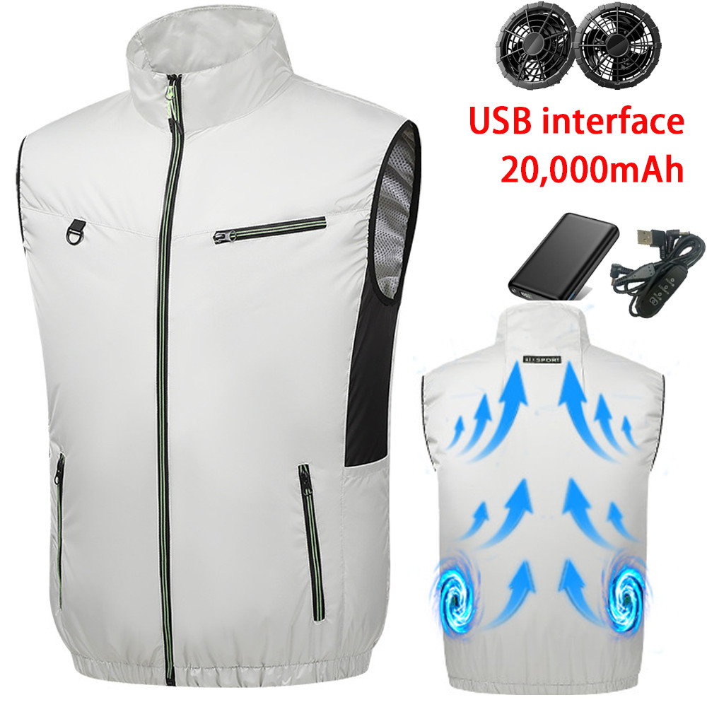 Cooling Vest Jacket w 4 Fans 20000mah Battery Pack Air Conditioner Vests Jacket