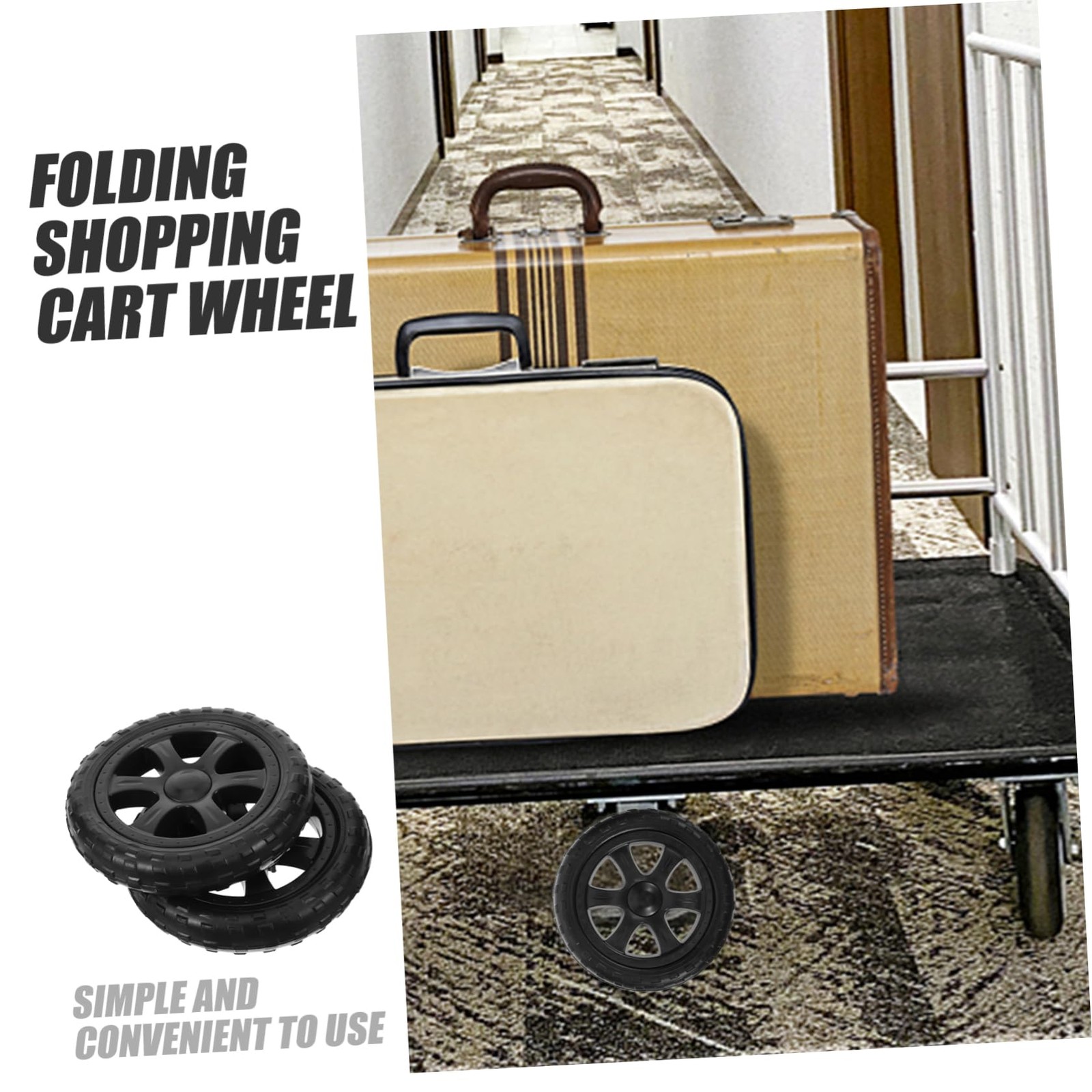 Replacement Grocery Cart Wheels 6.69 Inch Folding Shopping Trolley 2 PCS