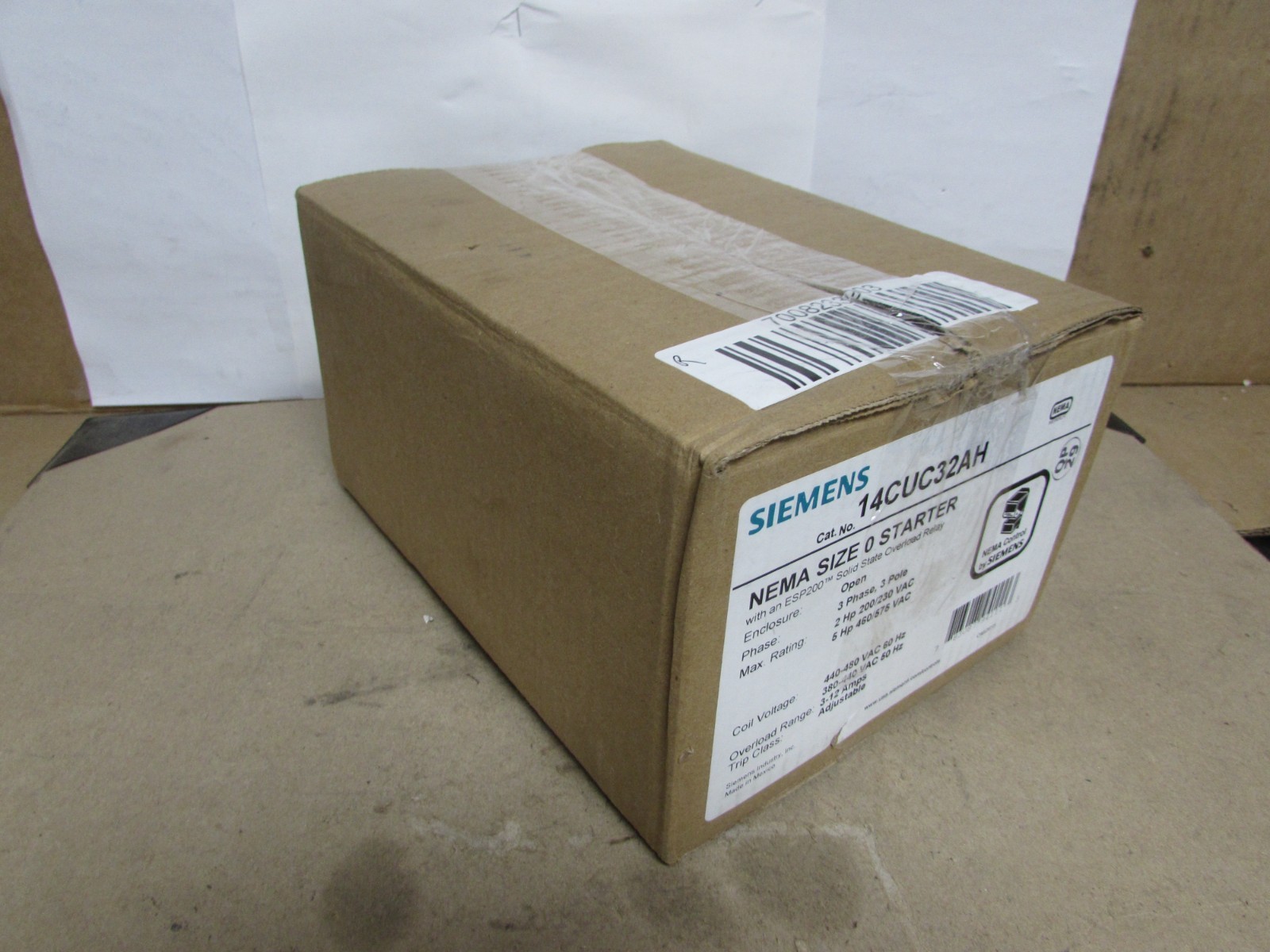 Siemens 14CUC32AH Size 0 Starter W/ 480v Coil – 3-12a Overload (NEW – IN BOX)