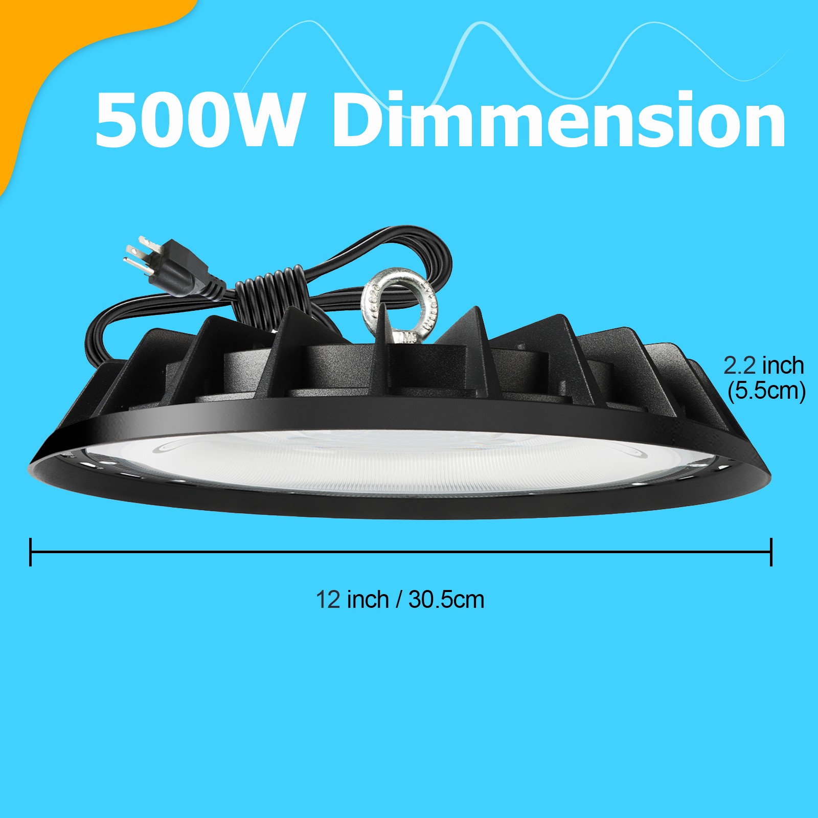 2 Pack 500W UFO Led High Bay Light Industrial Commercial Warehouse Shop Light