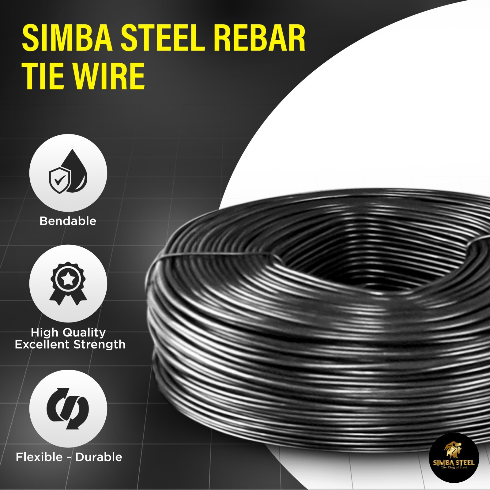 Lot of 3 x 3.5 lb Black Annealed Rebar Tie Wire 16 Gauge, (990ft) SIMBA STEEL