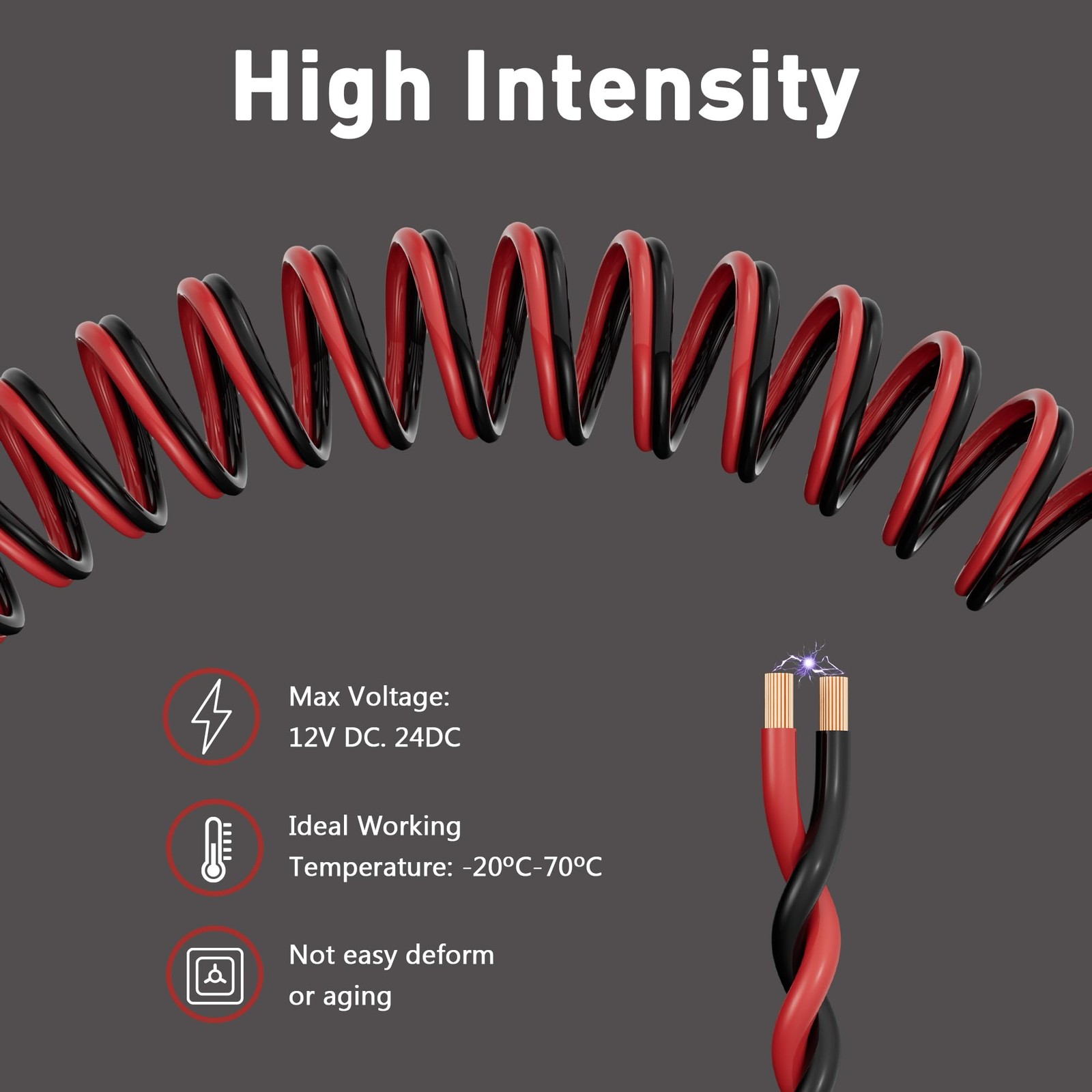 12/2 Gauge 25 FT Red Black Hookup Electrical Wire Cable Strips Extension Cord…