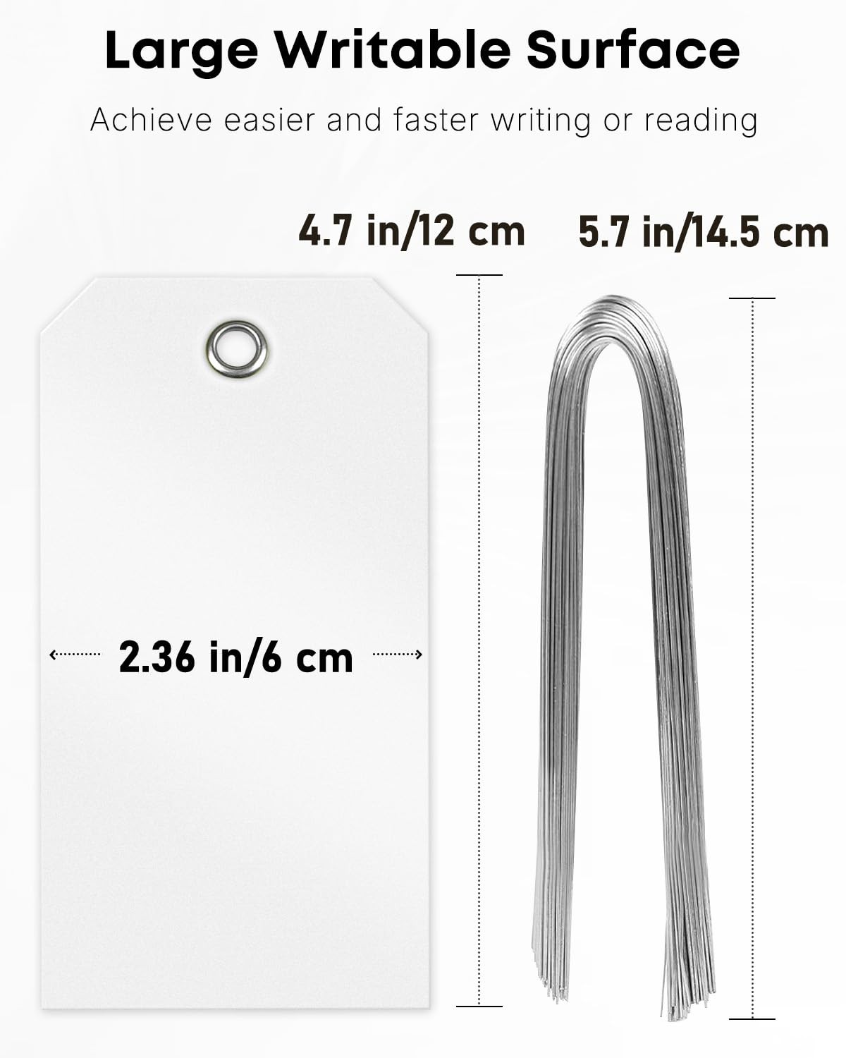 Uniclife 120 Pcs White Plastic Tags for 4.7 inches L x 2.36 W,