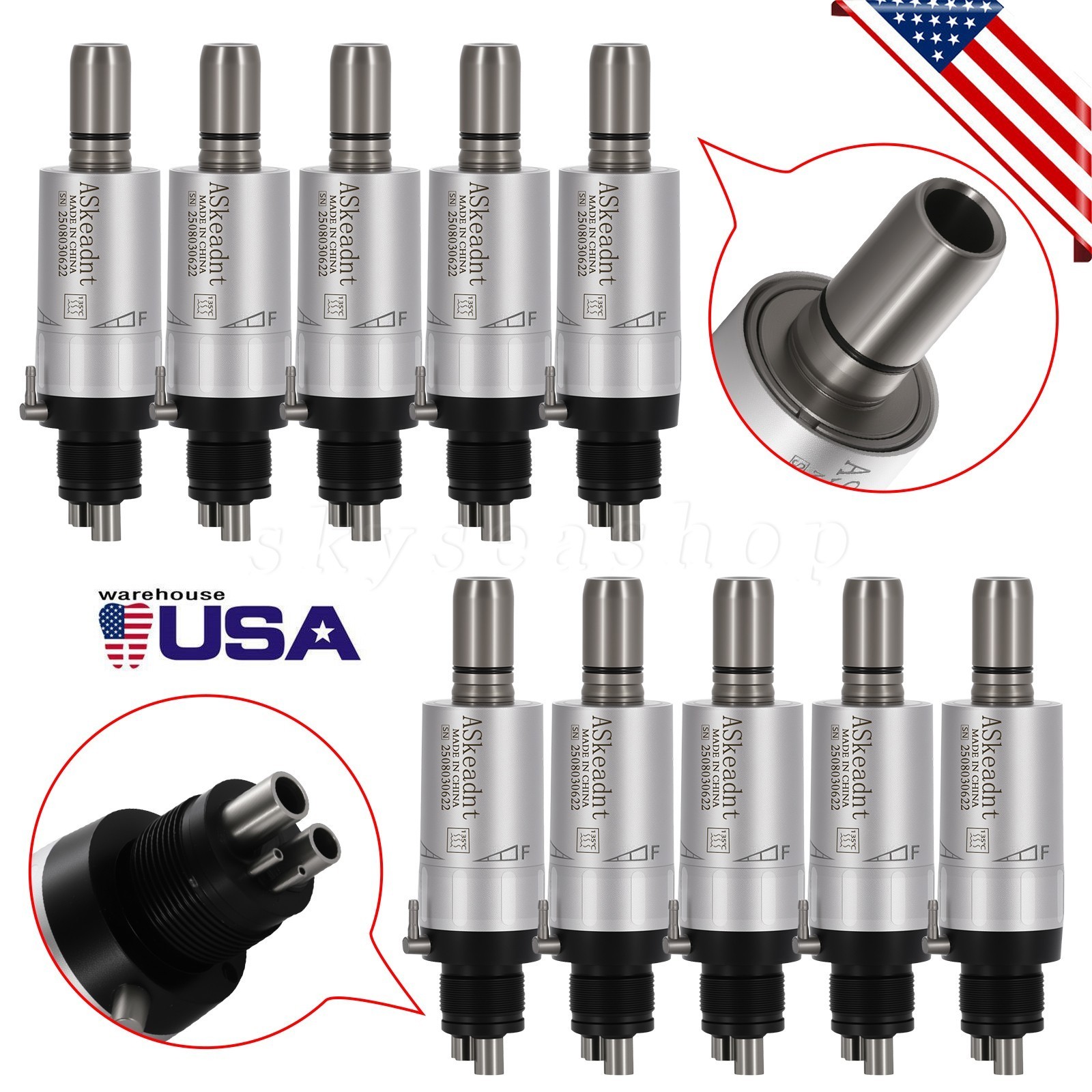 ASkeadnt Dental slow low Speed Handpiece Air Motor 4 Holes E-Type Connector FX