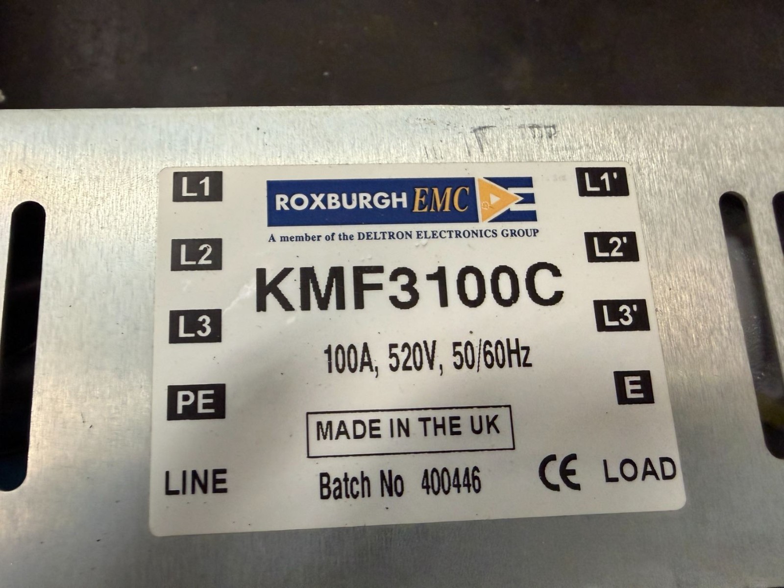 Roxburgh EMC KMF3100C 100A 520V Line Filter – WARRANTY