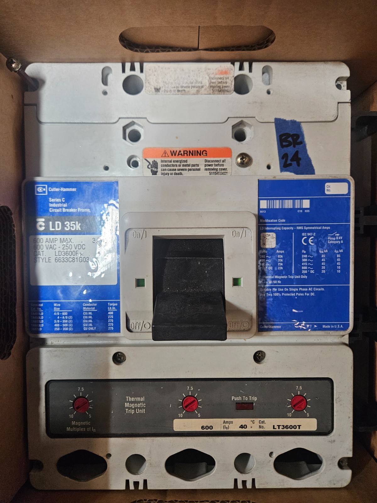 Cutler Hammer LD3600F Circuit Breaker 600 Amp