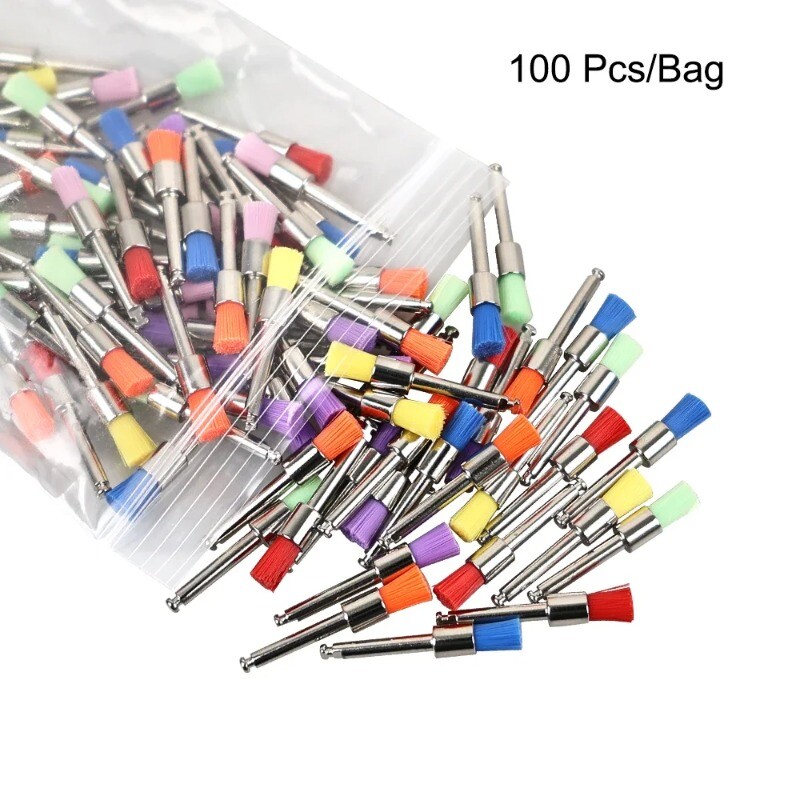 100x Dental Nylon Flat Prophy Brushes RA Latch Type for Polishing& Stain Removal
