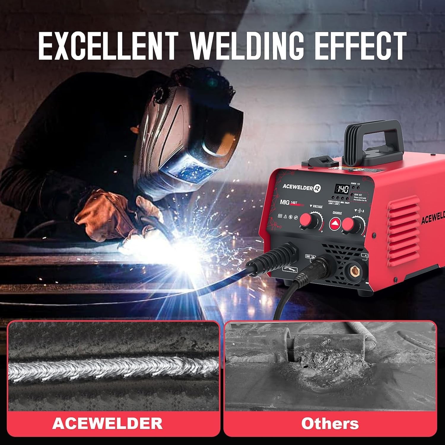 3 IN 1 Welder 140A Gasless Flux MIG/Lift Tig/Stick Welding Machine 110V Inverter