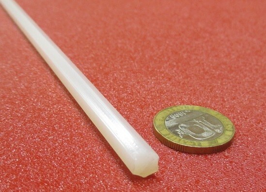 Nylon 6/6 Natural Tint Hex Rod 1/4″ (.250″) Hex x 24″ Length
