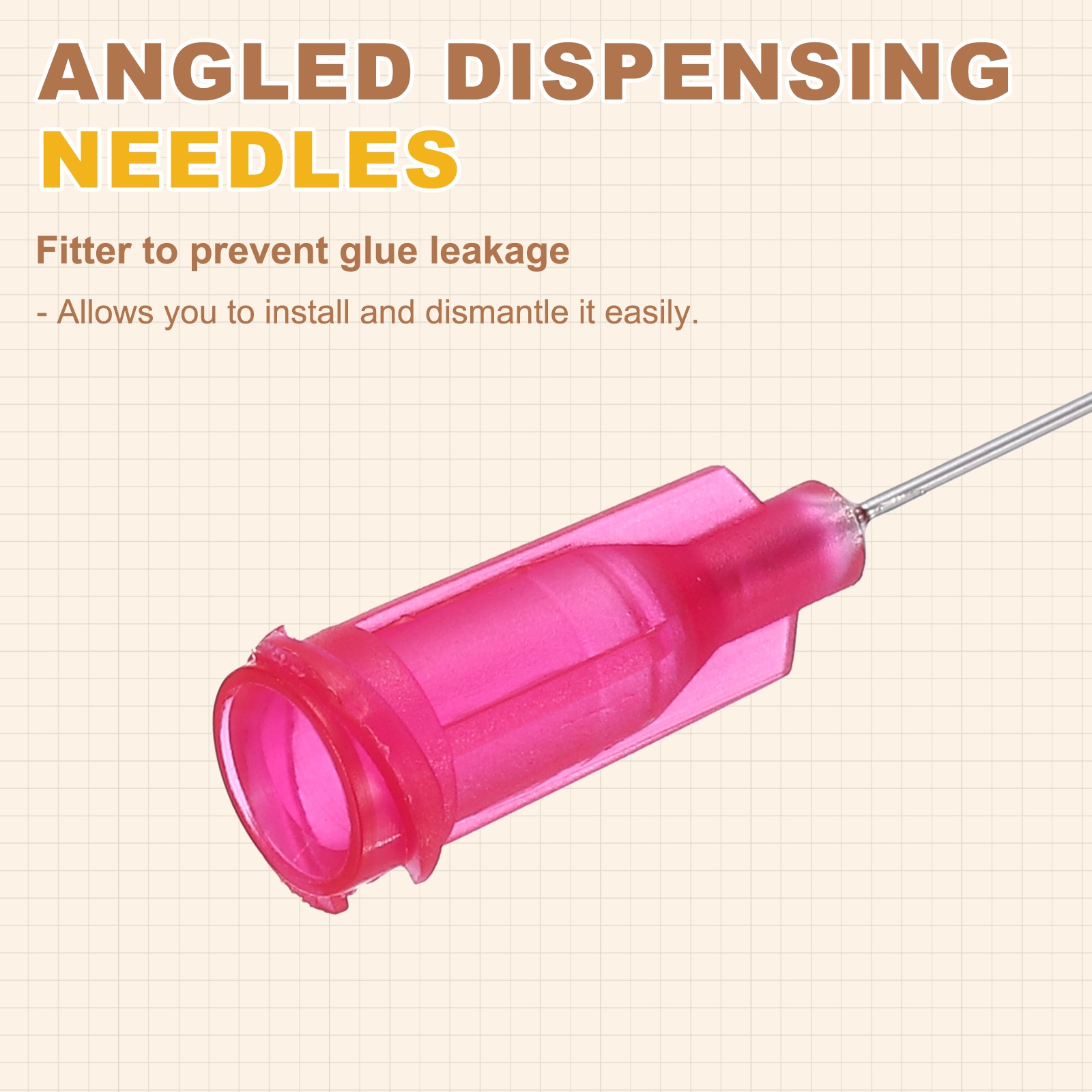 66Pcs 1.5Inch 25Ga 45° Angled Dispensing Needles, Rose Red