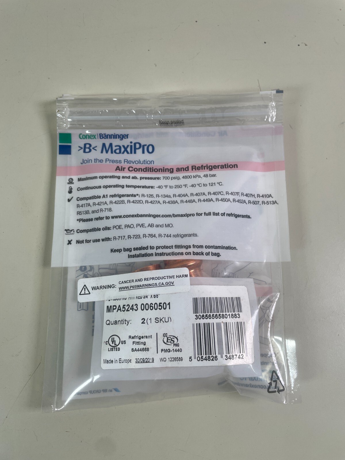 Conex B MaxiPro 3/4″ x 5/8″ Reducer MPA5243 0060501 3x 2pcs Copper Press Reducer