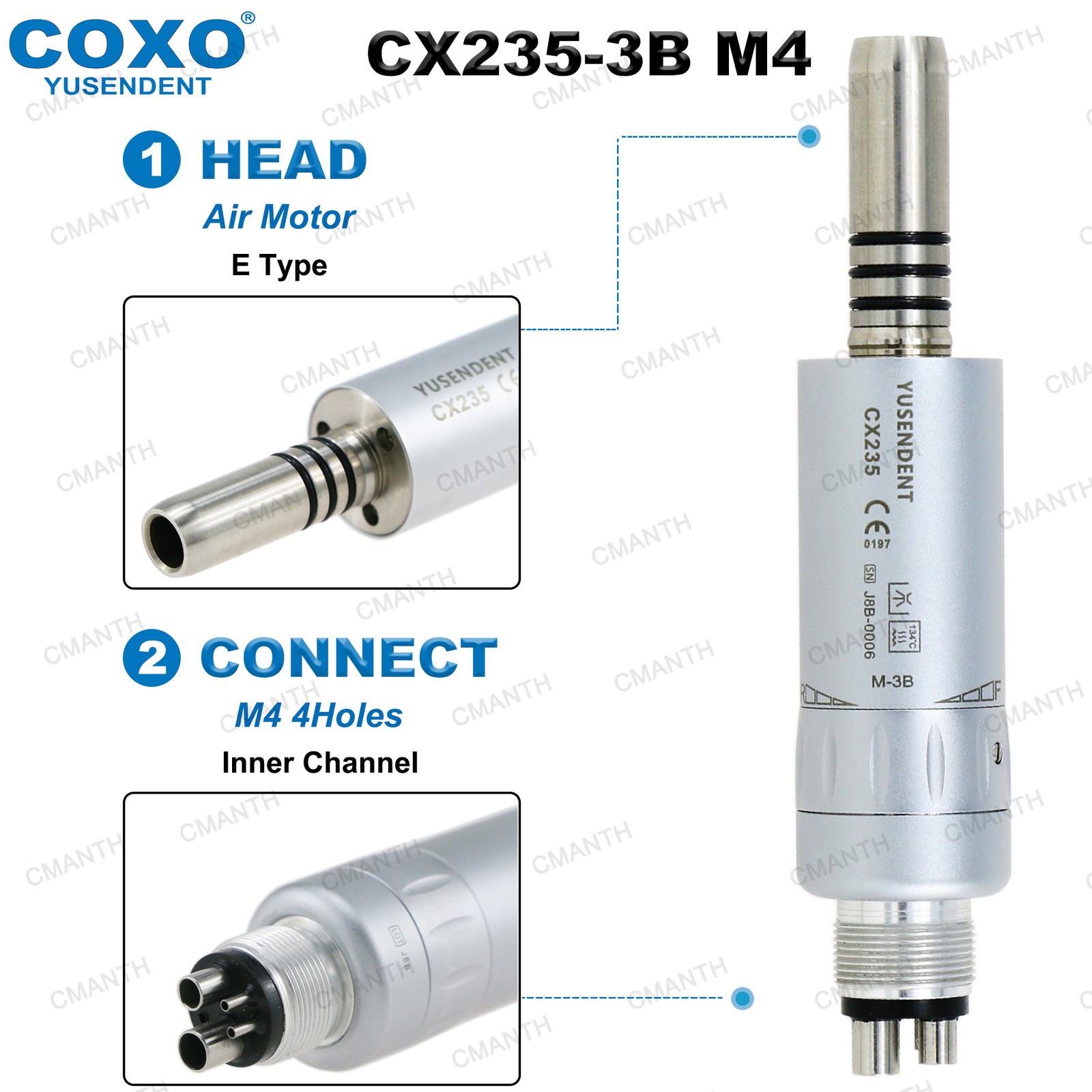 US COXO Dental Slow Speed Contra Angle Inner Water Air Motor Straight Handpiece