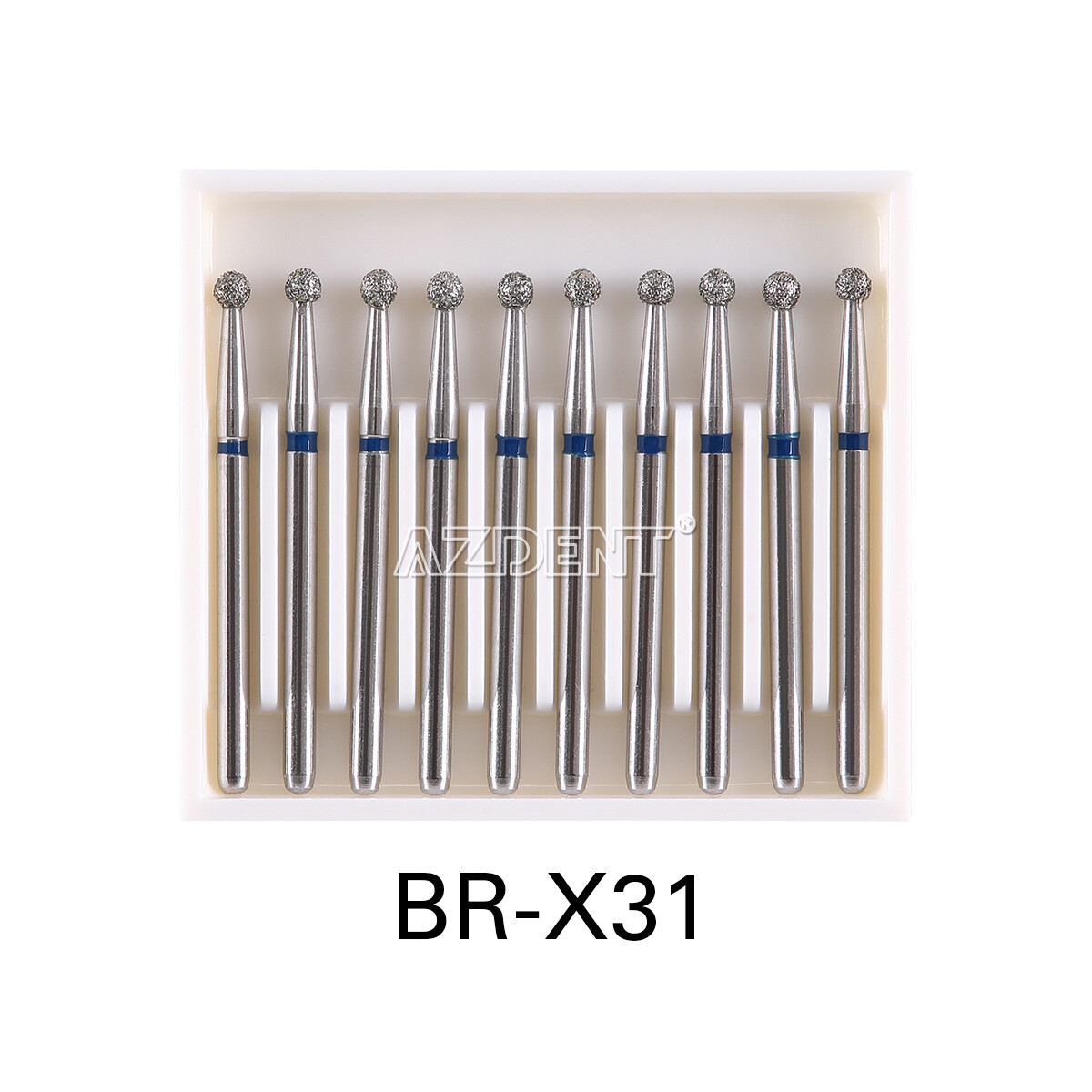 10pcs AZDENT Dental Diamond Burs FG 1.6mm Round Ball for High Speed Handpiece