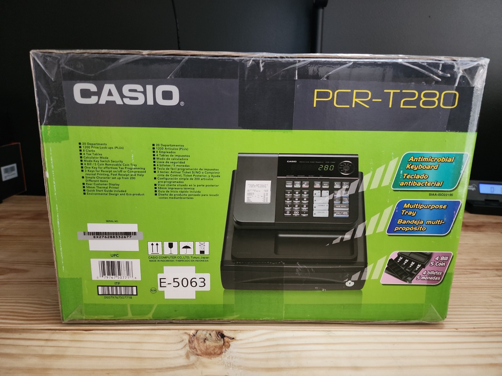 Casio PCR-T280 Electronic Cash Register Antimicrobial Keyboard Black New in Box
