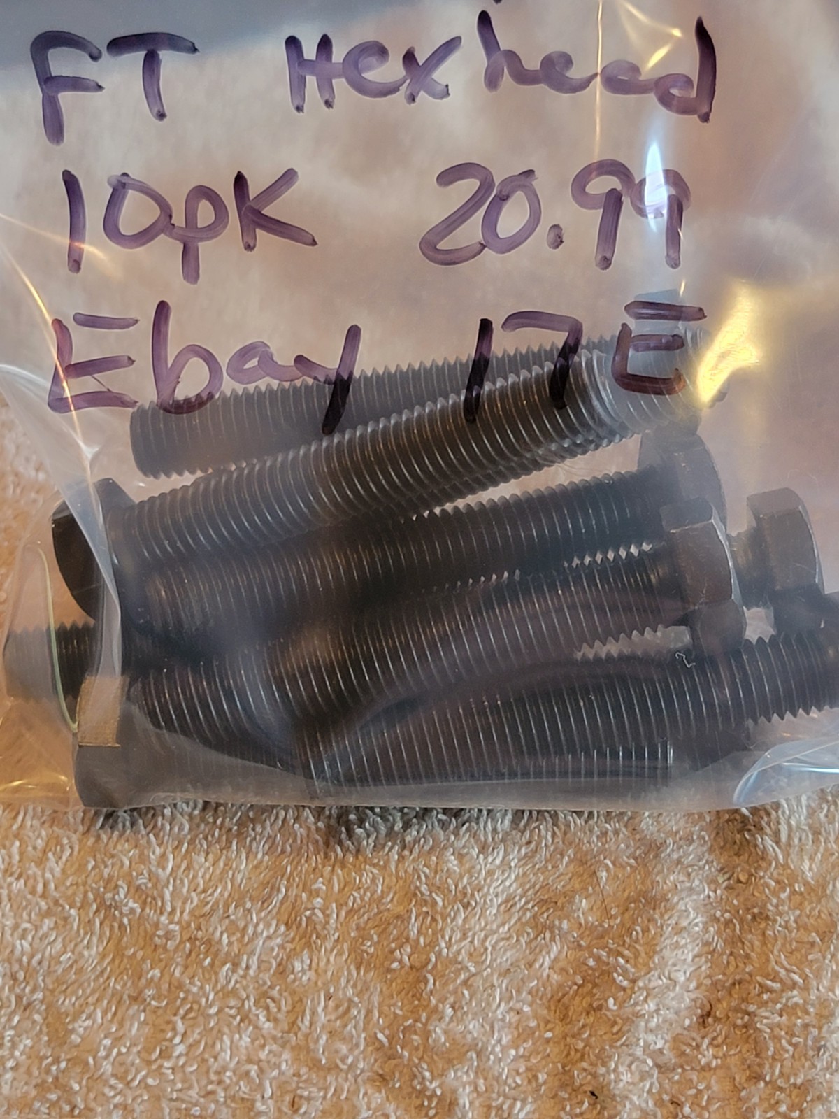 M12-1.75 x 75mm Metric Hex Bolts, Blk Oxide, Grade 8.8, Full Thread, 10pk. 17E