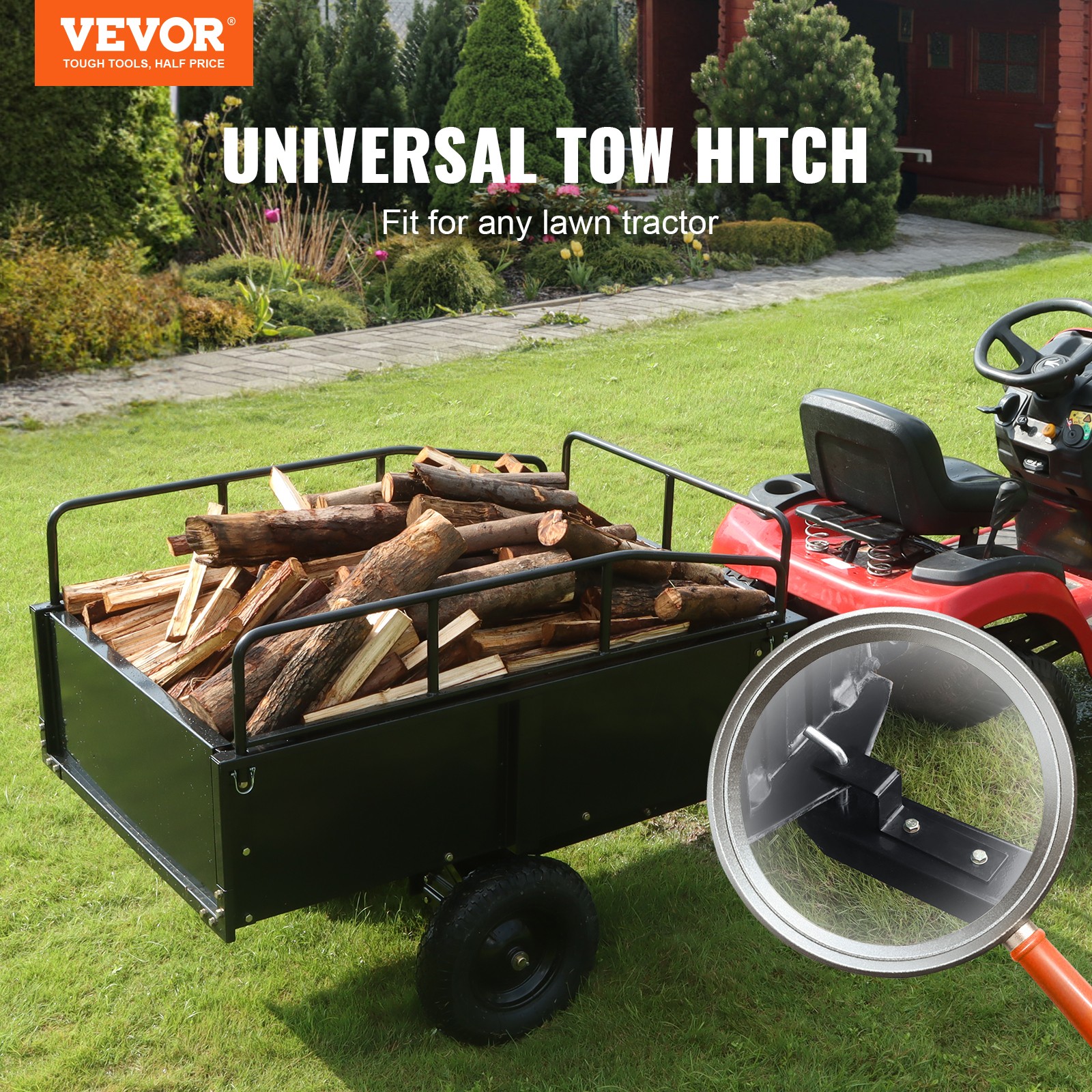 VEVOR Dump Trailer Tow Behind Dump Cart 750 lbs 12 Cu. Ft. Steel Construction