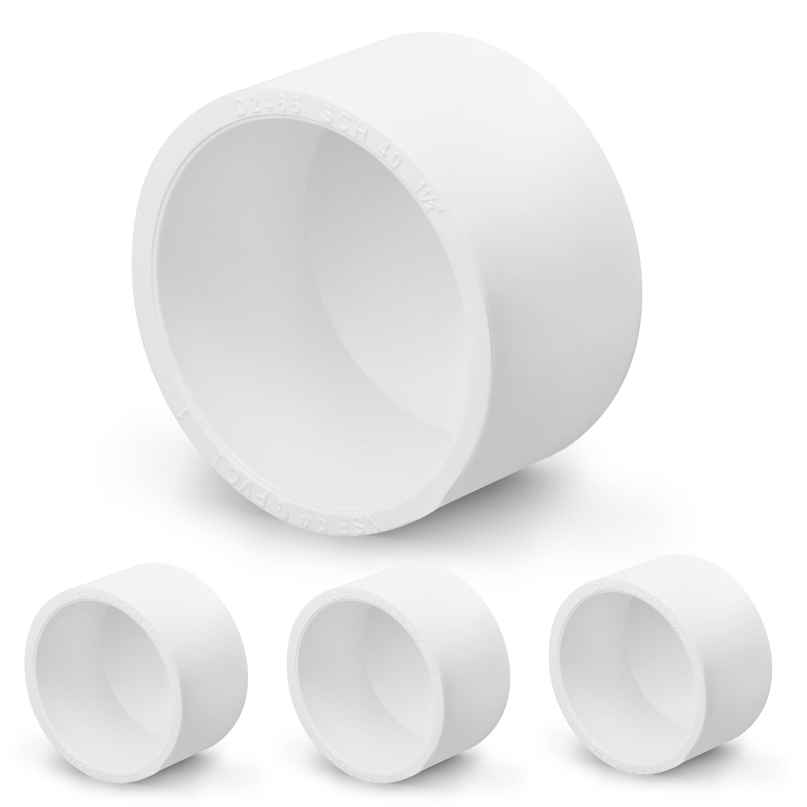 SCH40 PVC Cap 1-1/2 Inch – Fit (Fits Sch40 Pipe Od 1.90″), White