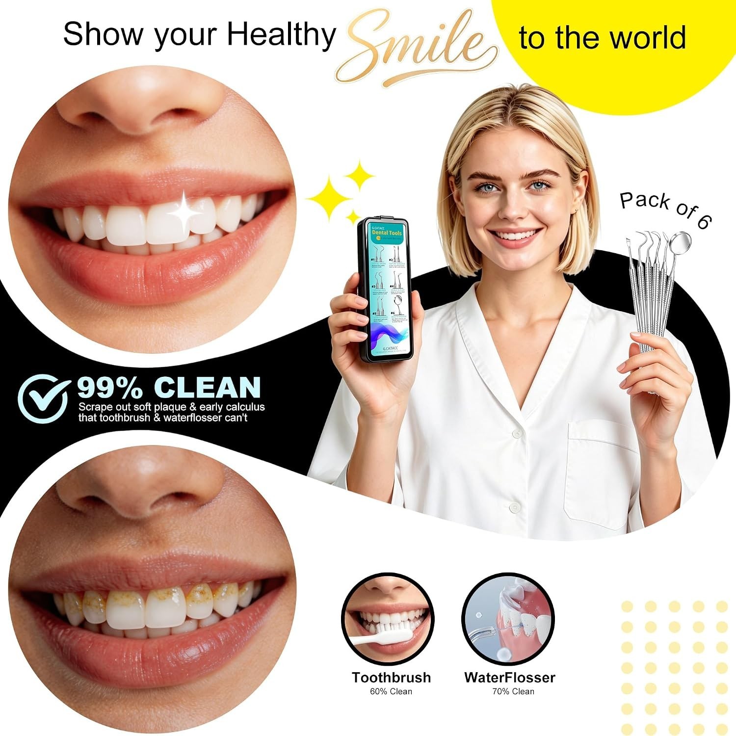 Dental Tools, Dental Pick for Teeth Cleaning, Stainless Steel Hygiene Kit with