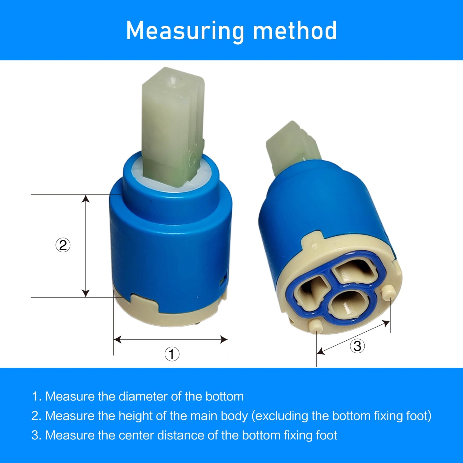25mm Ceramic Cartridge, Single Handle Faucet Cartridges for Blue