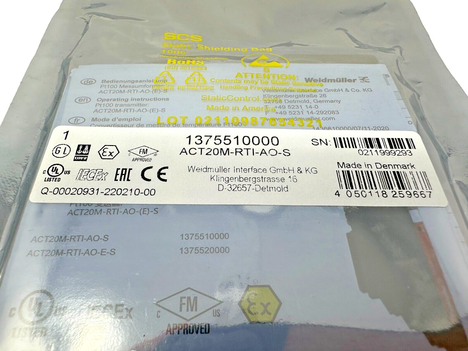 Weidmuller 1375510000 Temperature Converter ACT20M-RTI-AO-S