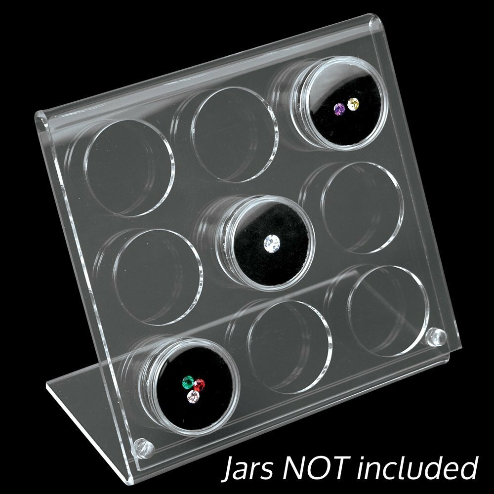 Clear Acrylic Jewelry Gem Jar Display Bead Holder Organizer Stand ~ Holds 9 Jars