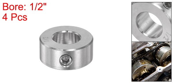 4pcs 1/2″ Bore Stainless Steel Set Screw Shaft Collars 1″ OD 7/16″ Width