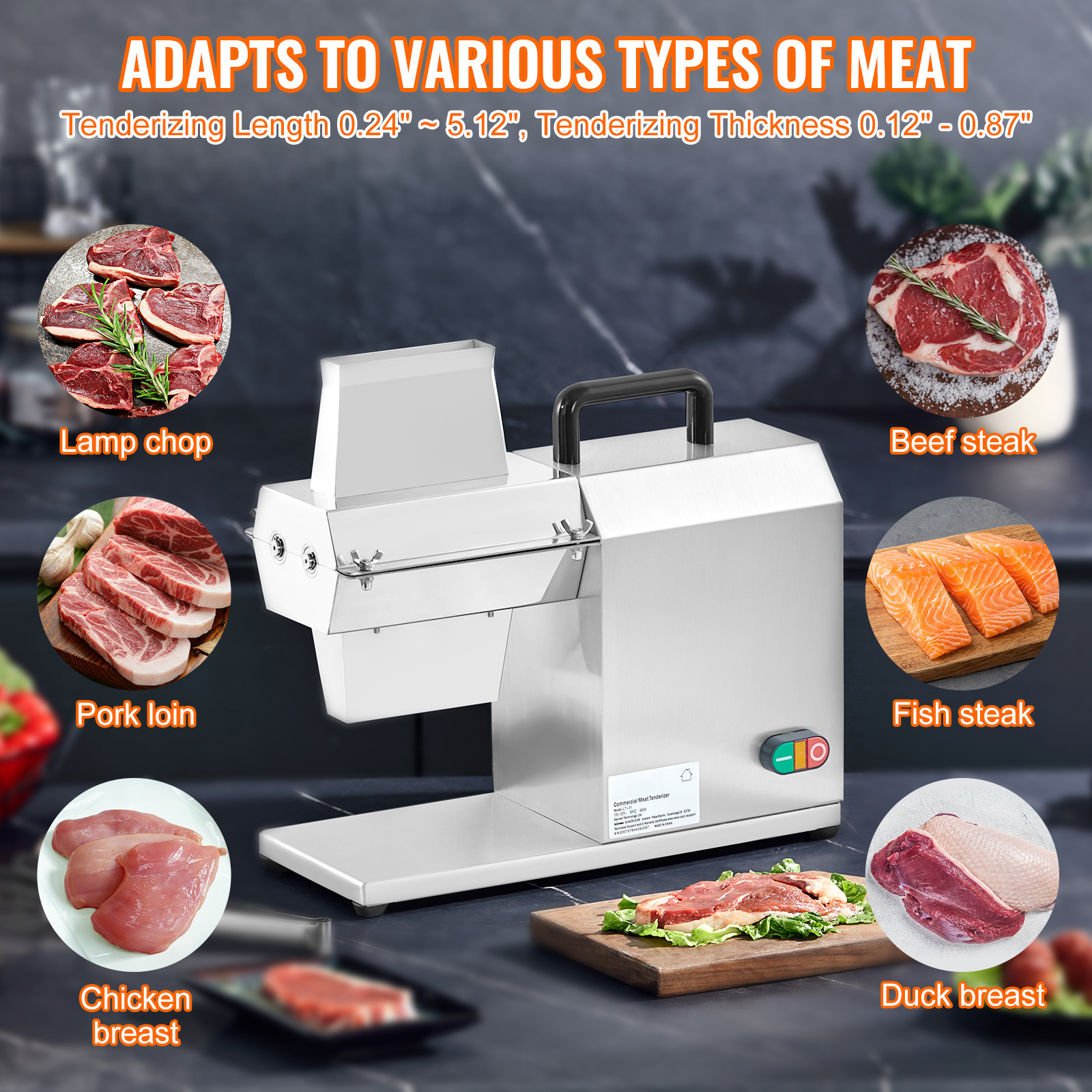 VEVOR 450W Commercial Electric Meat Beef Tenderizer Stainless Steel Kitchen Tool