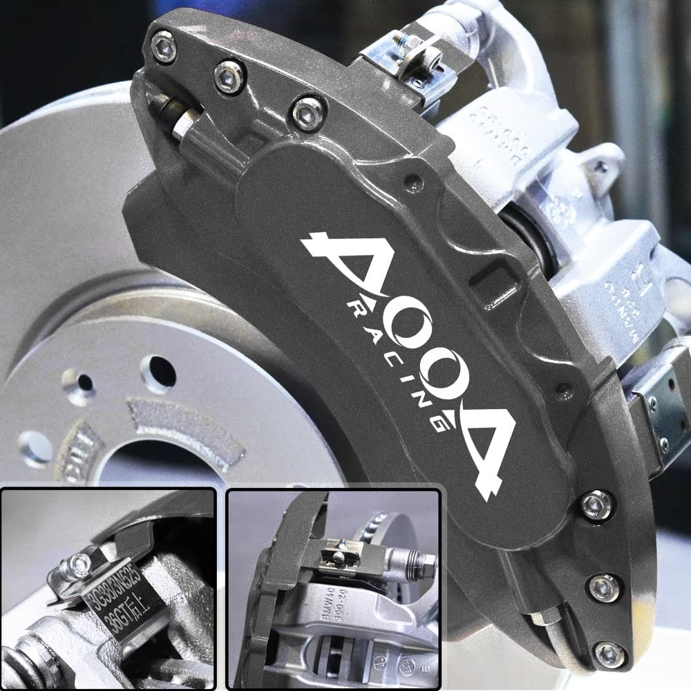 Aluminum Volcanic Grey Brake Caliper Covers White Logo 2015-2023 Mustang GT 4Pcs