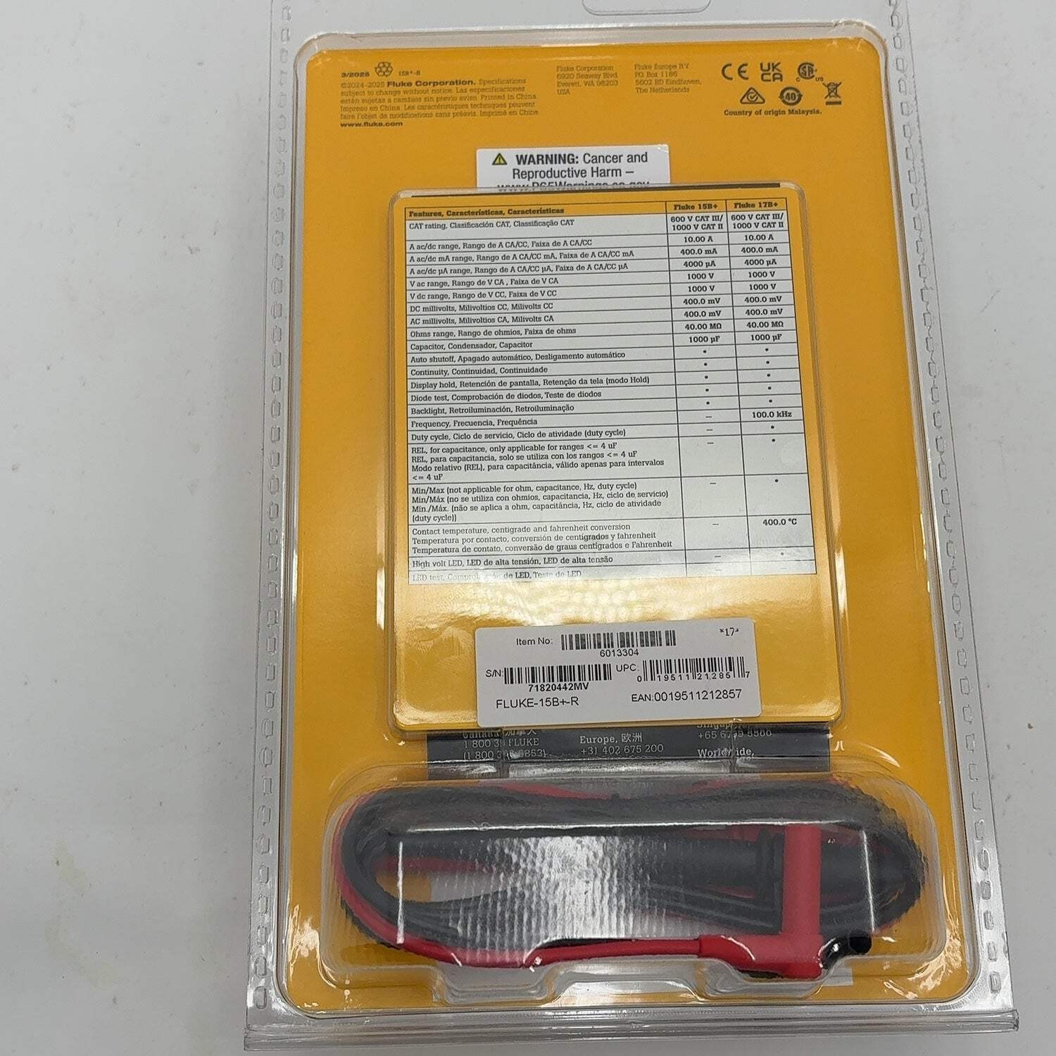 New Fluke 15B+ 600V CAT III 600V Digital Multimeter