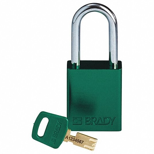 BRADY SAFEKEY ALU-GRN-38ST-KD Lockout Padlock Aluminum Green 1.5″ Steel