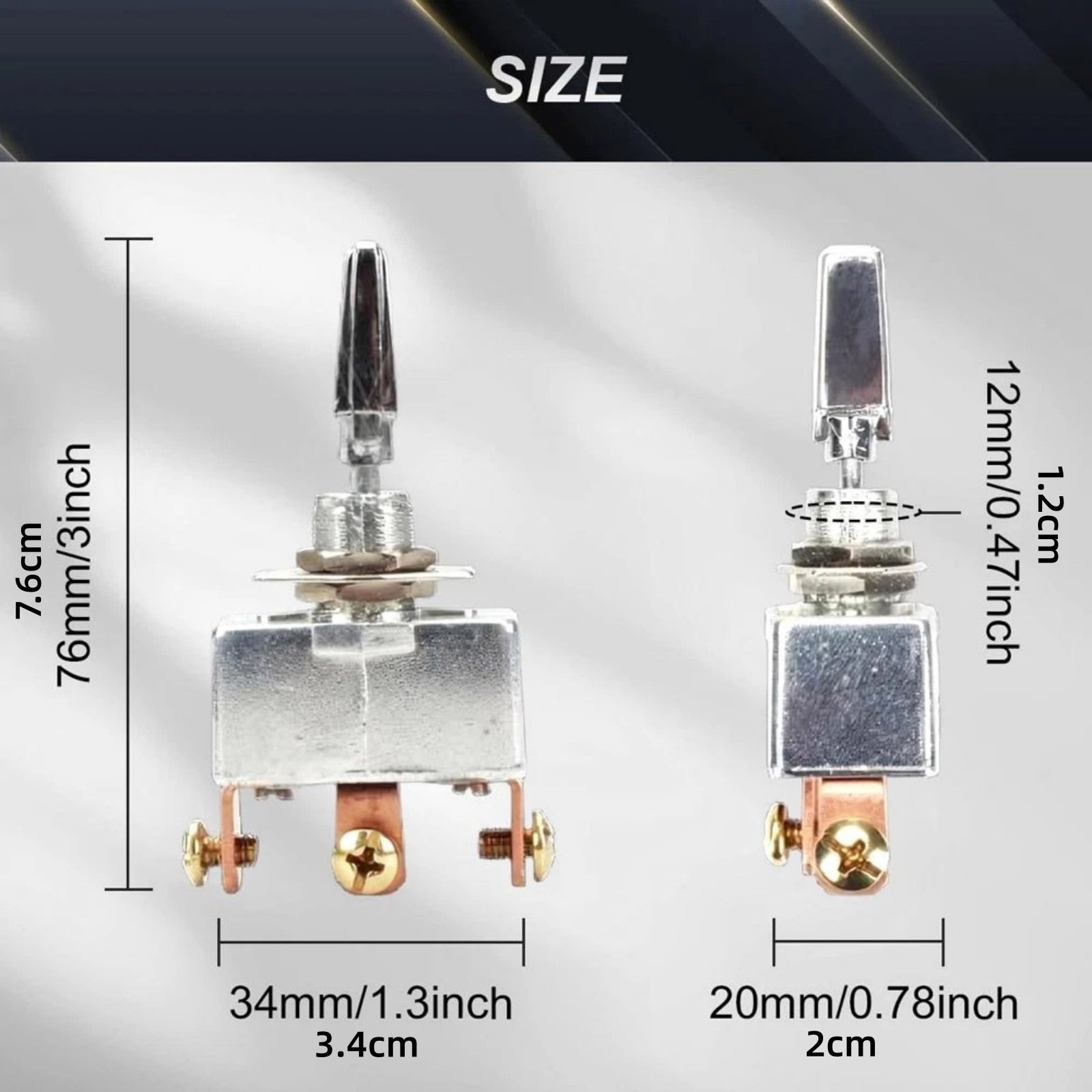 DC 12V 50A 3-Way Toggle Switch Self-Locking Pre-Wired for Automotive Marine Use