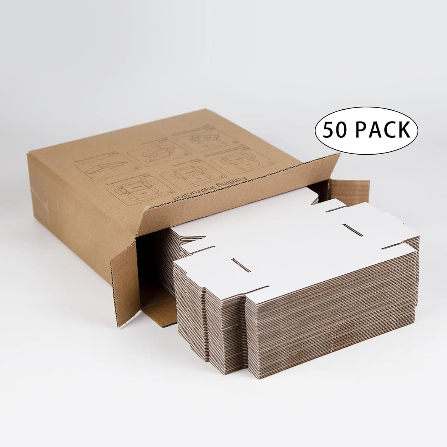 50PCS Small Shipping Boxes 6x4x1 White Corrugated Cardboard Mailing Boxes Pre. Q