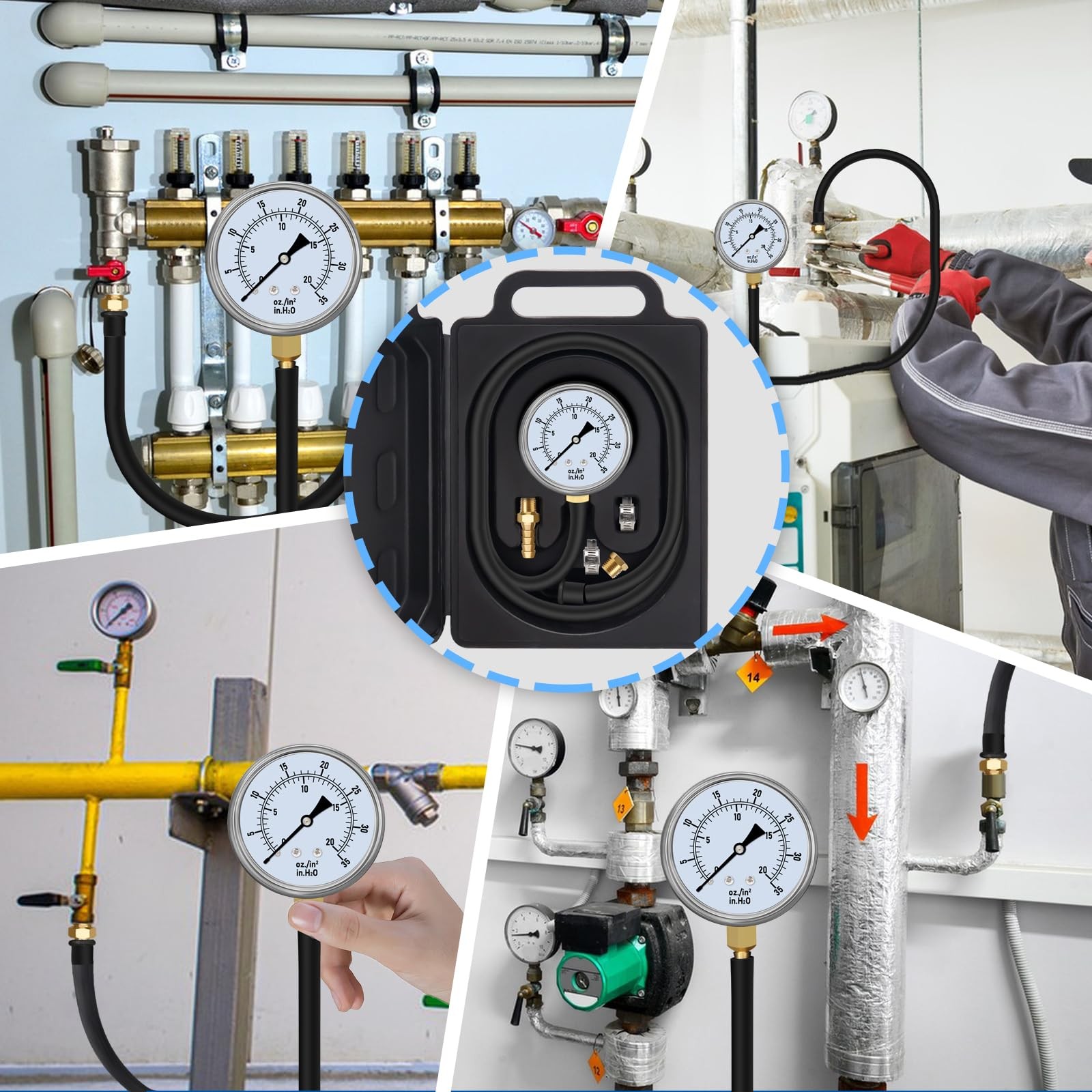 FANOVO Manometer Gas Pressure Tester 0-35» WC Natural or LP Pressure…