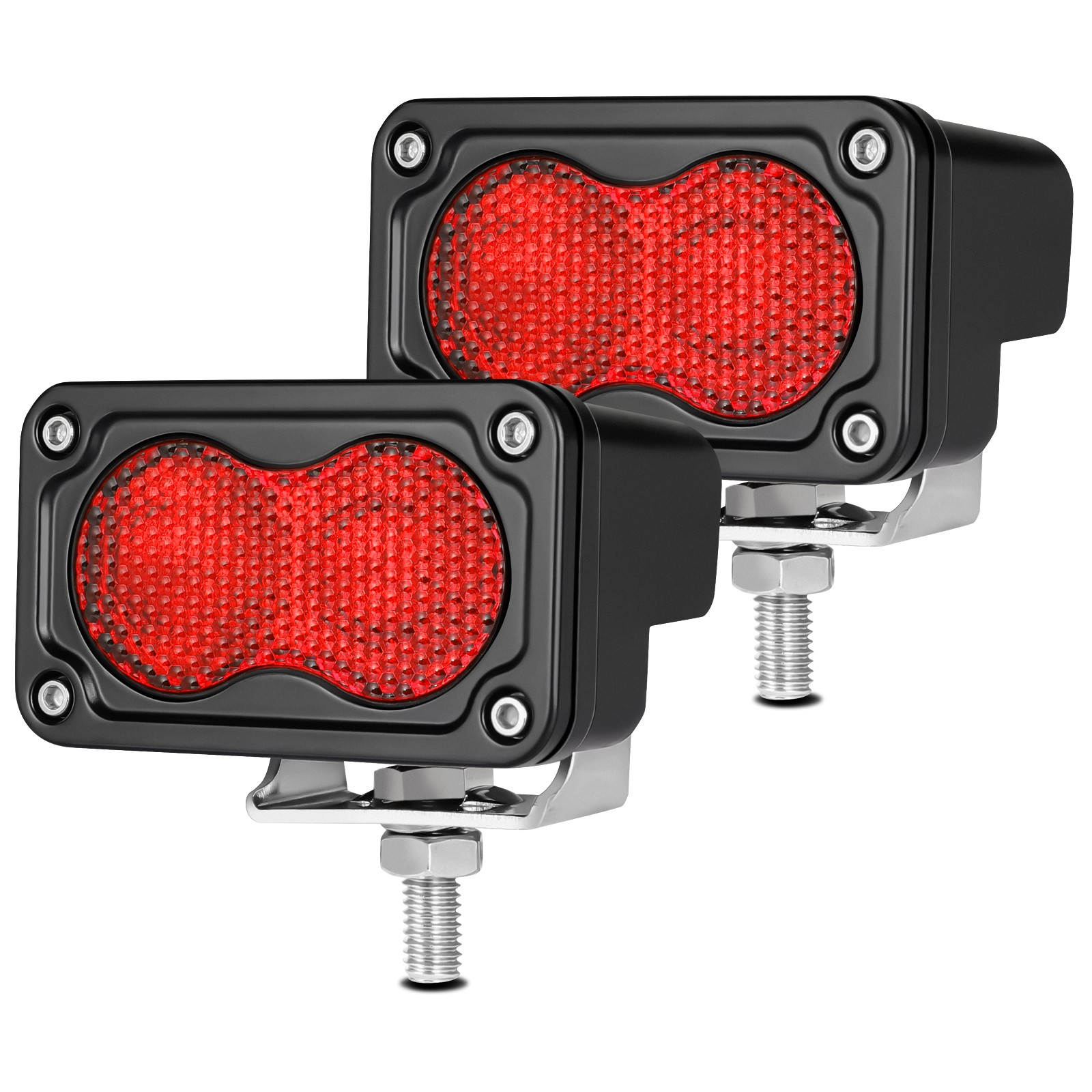 LED Red Driving Bar 2Pcs 40W 3Inch Waterproof Fog Work Auxiliary Lights for Hunt