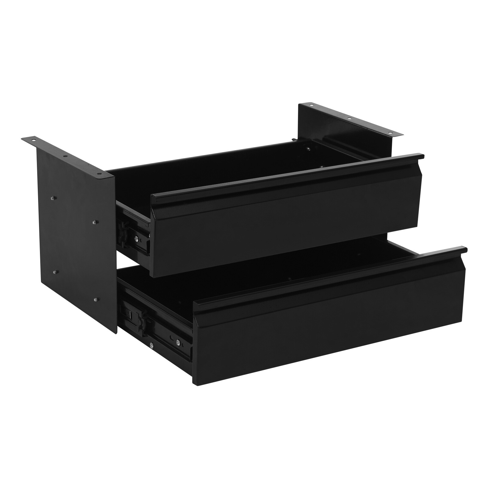 2 Layer Steel Under Desk Drawer Slide Out Dual Tier Under Desk Drawer Organizer